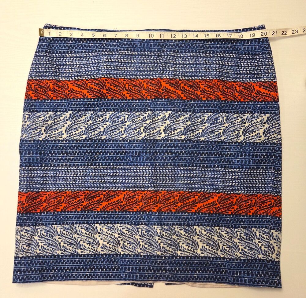 Ann Taylor Size 18 Blue Orange Print Pencil Skirt